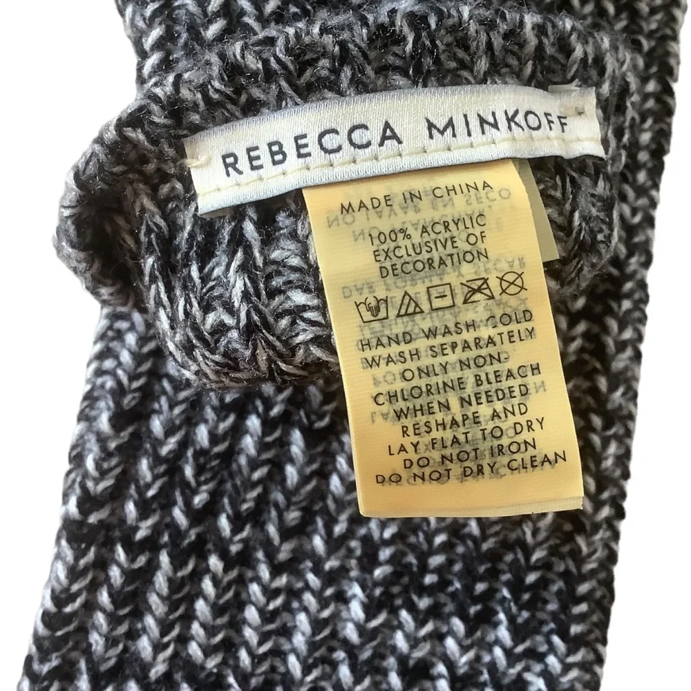 Rebecca Minkoff marled arm warmer black knit warm cozy gloves with Thumbholes